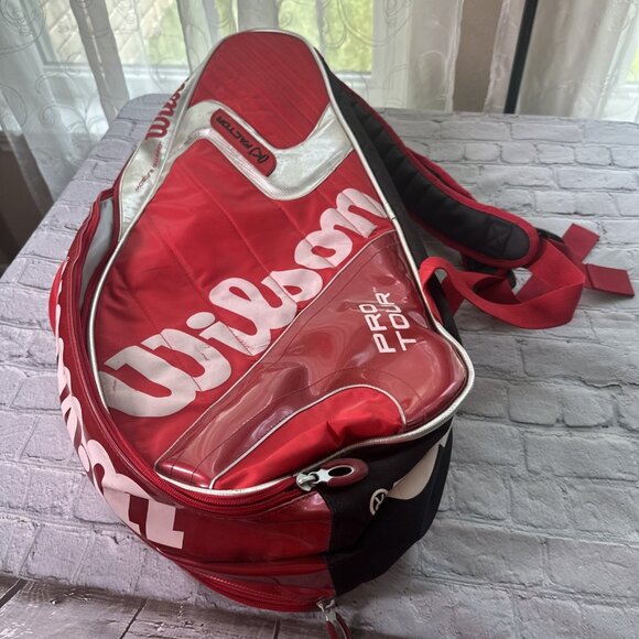 Wilson Pro Tour Thermo Guard Tennis Racquet Bag Red K Factor Backpack 12 Racket - Picture 7 of 12